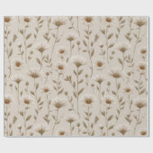 Boho Earth Tone Daisy Tan Floral Pattern Cadeaupapier (Vlak)