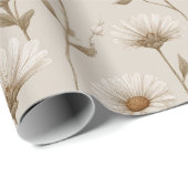 Boho Earth Tone Daisy Tan Floral Pattern Cadeaupapier (Rol Hoek)