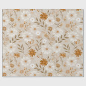 Boho Earth Tone Daisy Tan Floral Pattern Cadeaupapier (Vlak)