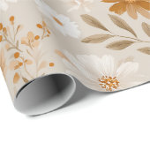 Boho Earth Tone Daisy Tan Floral Pattern Cadeaupapier (Rol Hoek)