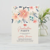 Boho Earth tone floral waterverf foto afstuderen Kaart (Staand voorkant)