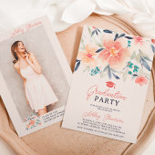 Boho Earth tone floral waterverf foto afstuderen Kaart