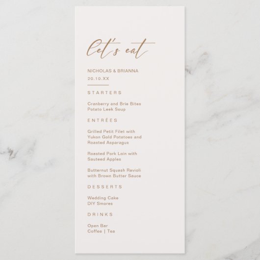 Boho Earth Tone Pampas Grass Bruiloft Menu (Voorkant)