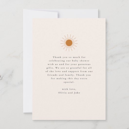 Boho Earth Tone Rainbow Baby shower Bedankkaart (Achterkant)