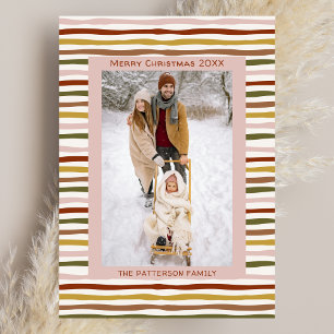 Boho Earth Tones Hand getrokken gevouwen kerst Kaa Kaart