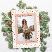 Boho Earth Tones Polka Dots Photo Christmas Feestdagenkaart