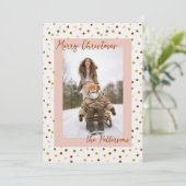 Boho Earth Tones Polka Dots Photo Christmas Feestdagenkaart (Staand voorkant)