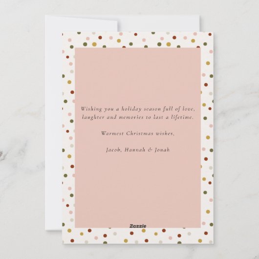 Boho Earth Tones Polka Dots Photo Christmas Feestdagenkaart (Achterkant)