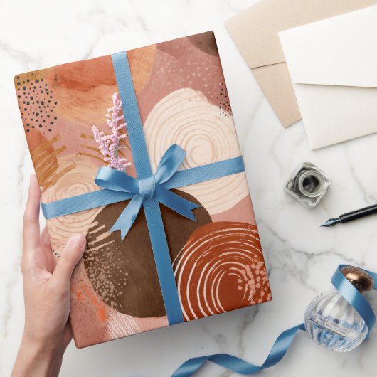 Boho Earth Tones Terracotta Abstract Pattern Cadeaupapier (Geschenken)