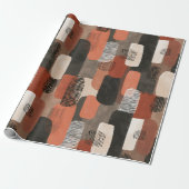Boho Earth Tones Terracotta Abstract Pattern Cadeaupapier (Uitgerold)
