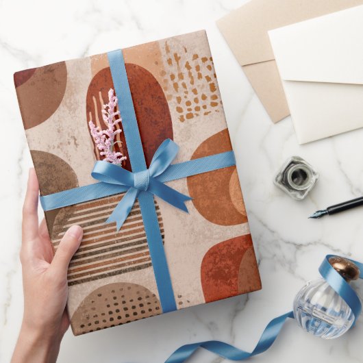 Boho Earth Tones Terracotta Abstract Pattern Cadeaupapier (Geschenken)
