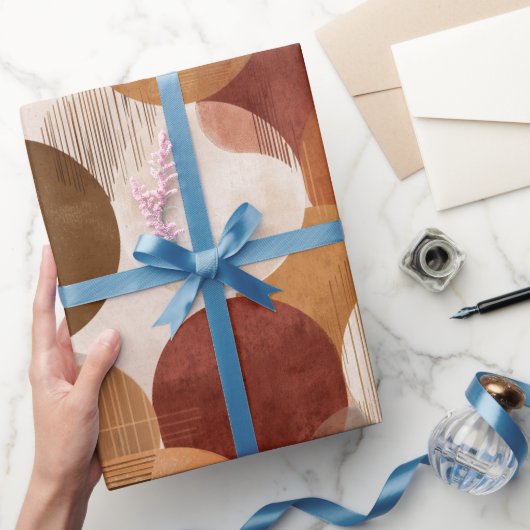 Boho Earth Tones Terracotta Geometric Pattern Cadeaupapier (Geschenken)