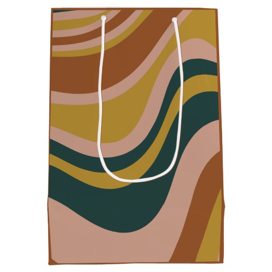 Boho Earth Tones Trendy Modern Abstract Patroon Medium Cadeauzakje (Achterkant)