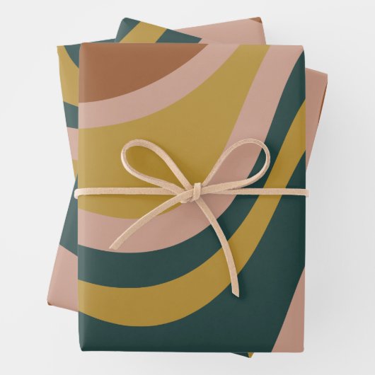 Boho Earth Tones Trendy Modern Abstracte patronen Inpakpapier Vel (In situ)