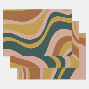 Boho Earth Tones Trendy Modern Abstracte patronen Inpakpapier Vel
