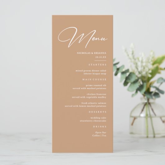Boho Earth Toon woestijn bruiloft Menu (Staand voorkant)