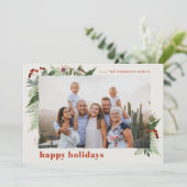 Boho Earthy Beige Terracotta Waterverf Greenery Feestdagenkaart (Staand voorkant)