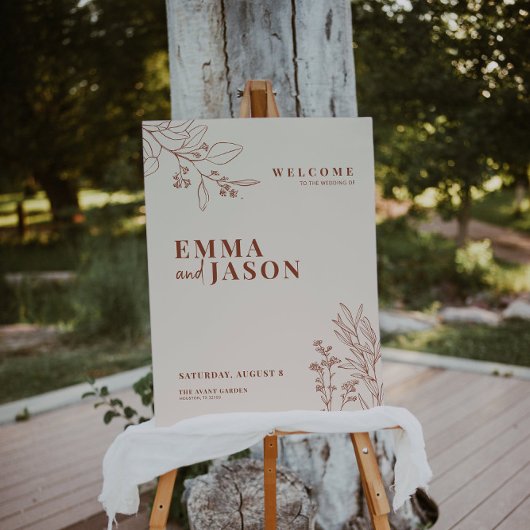 Boho Earthy Beige Wedding Welcome Sign Poster