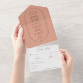 Boho Earthy Bleek Terracotta Botanical Wedding All In One Uitnodiging (Afscheurbaar)