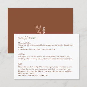 Boho Earthy Botanical Elegant Ivory Guest Enclosu Informatiekaartje