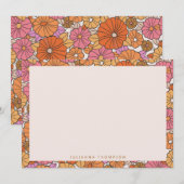 Boho Earthy Burnt Oranje Floral Persoonlijke naam Notitiekaartje (Voorkant / Achterkant)