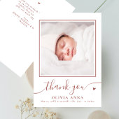 Boho Earthy Elegant Script Baby shower Foto Bedankkaart