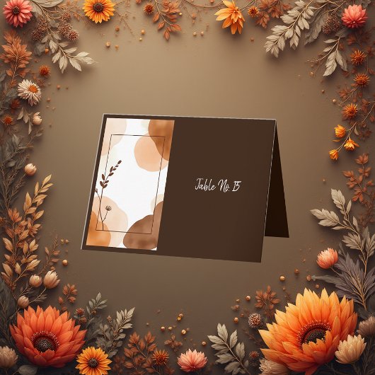 Boho Earthy Floral Accents table number card Bedankkaart