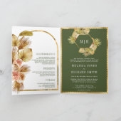 Boho Earthy Floral Olive Green QR Code Wedding (Binnen)