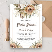 Boho Earthy Floral Taupe Foto Vrijgezellenfeest Kaart