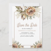 Boho Earthy Floral Taupe Fotobruiloft Save The Date (Voorkant)