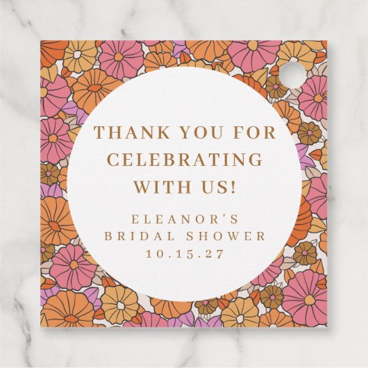 Boho Earthy Floral Vrijgezellenfeest Custom Dank u Bedankjes Labels (Achterkant)