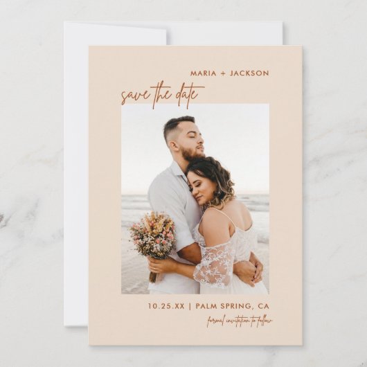 Boho Earthy Foto Save the Dates Kaarten (Voorkant)