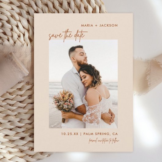 Boho Earthy Foto Save the Dates Kaarten