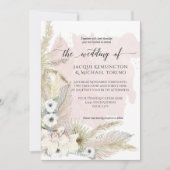 Boho Earthy Pampas Grass Waterverf Floral Wedding Kaart (Voorkant)