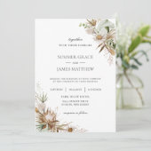Boho Earthy Protea Gedreven Palm Rustic Wedding   Kaart (Staand voorkant)