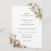Boho Earthy Protea Gedreven Palm Rustic Wedding   Kaart (Voorkant / Achterkant)