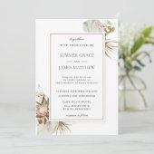 Boho Earthy Protea Palm Rust Brown Rustic Wedding Kaart (Staand voorkant)