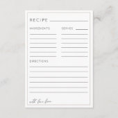 Boho Earthy Tan Bridal Shower Recipe Informatiekaartje (Achterkant)