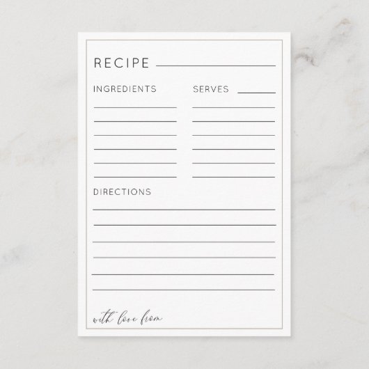 Boho Earthy Tan Bridal Shower Recipe Informatiekaartje (Achterkant)