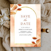 Boho Earthy Terracotta Leaves Arch Wedding Save The Date