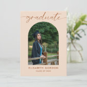 Boho Earthy Trendy Script Arch Foto Afstuderen Save The Date (Staand voorkant)