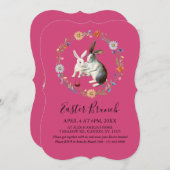 Boho Easter Brunch Bunnies Watercolor Wildflowers Feestdagenkaart (Voorkant / Achterkant)