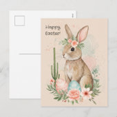 Boho Easter Bunny Briefkaart – Minimalistisch Mand (Voorkant / Achterkant)