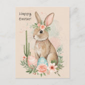 Boho Easter Bunny Briefkaart – Minimalistisch Mand (Voorkant)