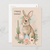 Boho Easter Bunny Briefkaart – Minimalistisch Mand (Voorkant / Achterkant)