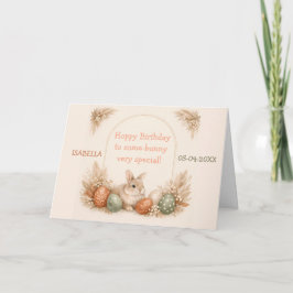 Boho Easter Bunny Neutral Earth Tone Birthday Kaart