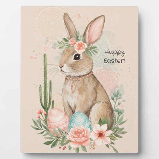 Boho Easter Bunny Whimsical Pastel Fotoplaat (Voorkant)