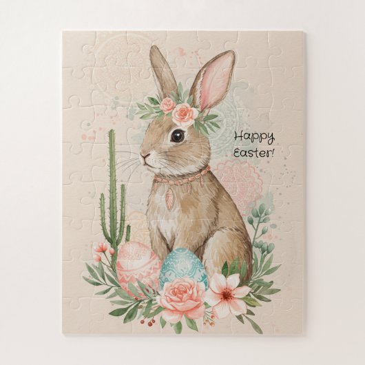 Boho Easter Bunny Whimsical Pastel Legpuzzel (Verticaal)