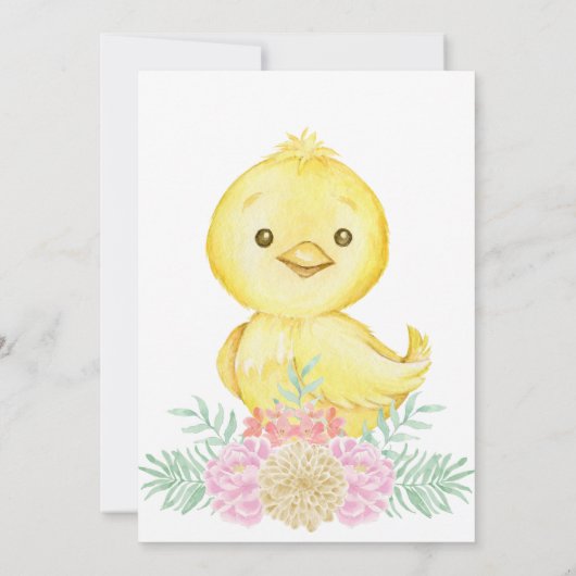 Boho Easter Chicken Waterverf Florals Baby shower Kaart (Achterkant)