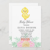 Boho Easter Chicken Waterverf Florals Baby shower Kaart (Voorkant / Achterkant)